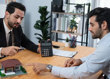 Banker with calculator